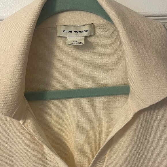 Club Monaco Cream Oversize Pullover Polo Collared Sweater - Picture 2 of 6